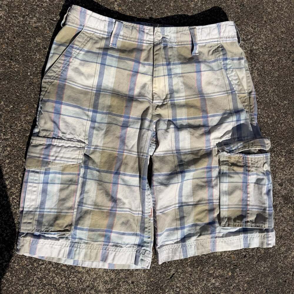Urban Pipeline Mens Cargo Shorts Size 32 Cotton Plaid